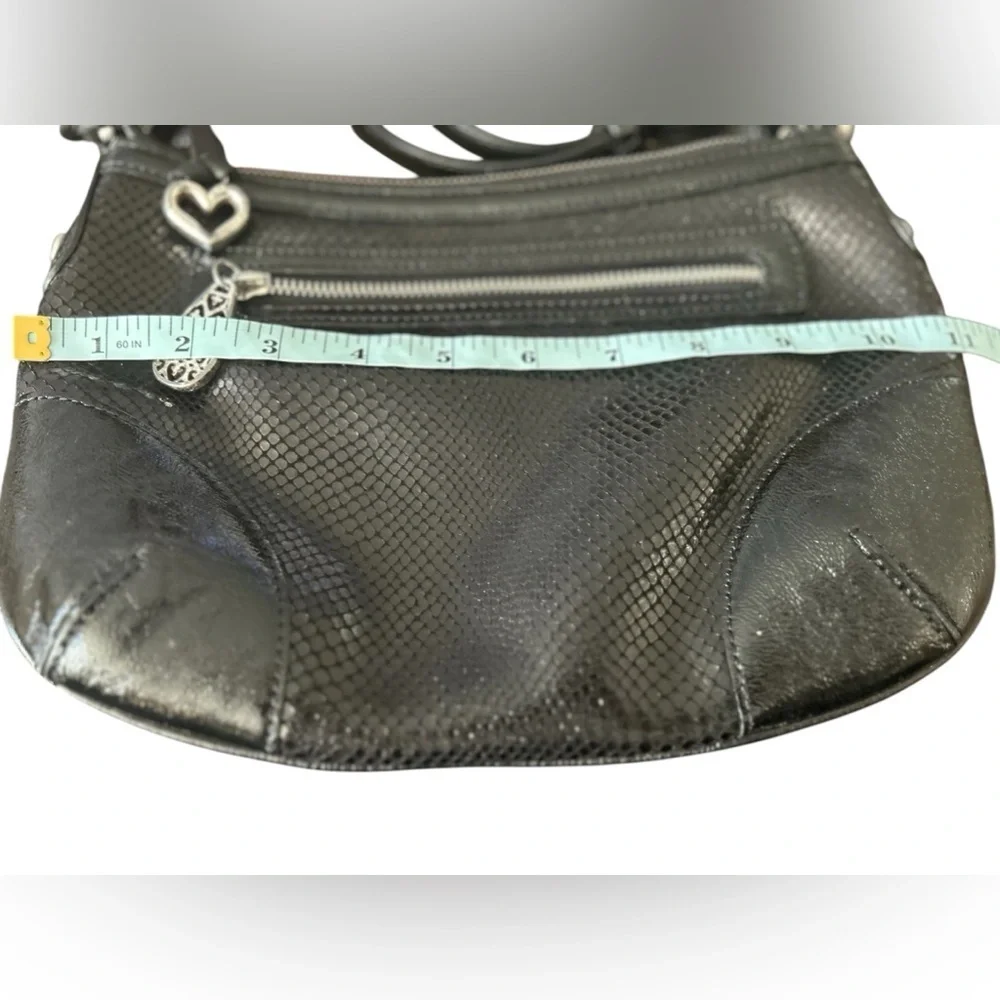 Brighton Women's Black Snakeskin Embossed Leather‎ Hobo Bag Purse